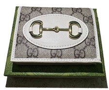 Gucci GG Supreme Beige Canvas Bi-Fold Wallet, Multi Pocket Card Holder Purse