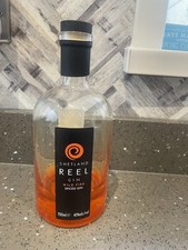 SHETLAND REEL WILD FIRE SPICED GIN EMPTY BOTTLE WITH GRADUATED ORANGE HEAVY BASE