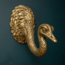 Gold Wall Mounted Ostrich Bird Head Large Faux