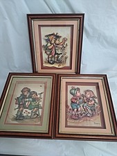 Set of Three Lovely  Vintage Evans 3D Dimensional Decoupage Paper Prints