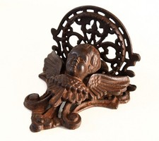 GOOD VINTAGE CAST METAL WINGED CHERUB PUTTI ANGEL WALL BRACKET SHELF CORBEL