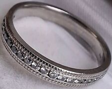 Palladium Diamond Eternity Wedding Dress Cluster Ring Size M Hallmarked RARE