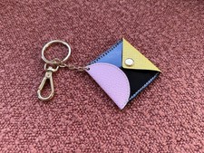 ??Orla Kiely OK Multicoloured Leather Pocket Keyring BN??