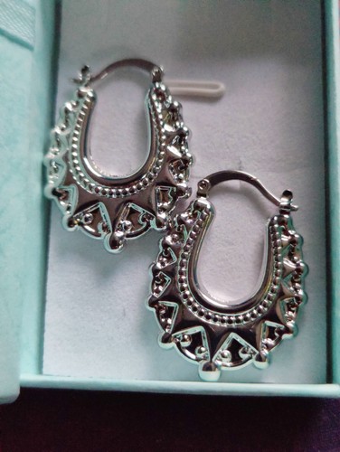 Silver gypsy creole earrings - silver,