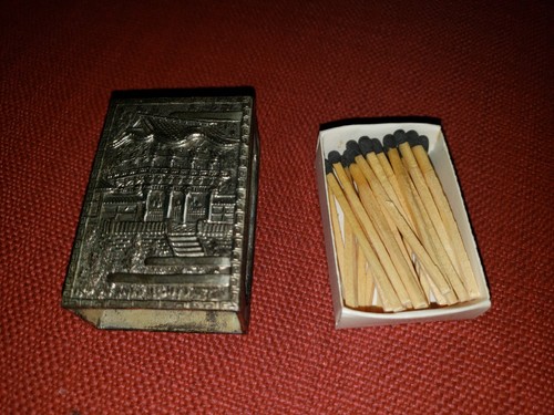 Vintage metal matchbox sleeve - metal,