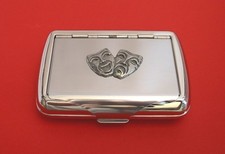 Comedy Tragedy Masks Motif Tobacco Tin Box Man's Performing Arts Enthusiast Gift