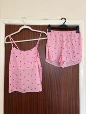 Ladies H&M pink top and shorts watermelon print pyjamas set size small