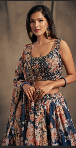 Teal organza wedding - wedding, lehenga
