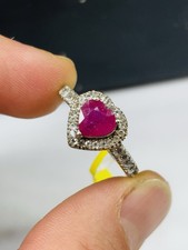 TJC silver,heart shaped ruby and topazes(?) ring UK size P new