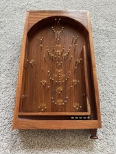 Small Teak Bagatelle Game Board With 5 Ball bearings 