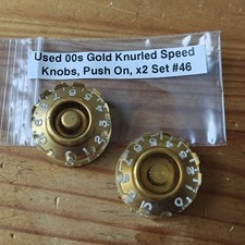 Used 00s Knurled Gold Les Paul LP SG Style Speed Knobs Volume Tone Set x2 #46