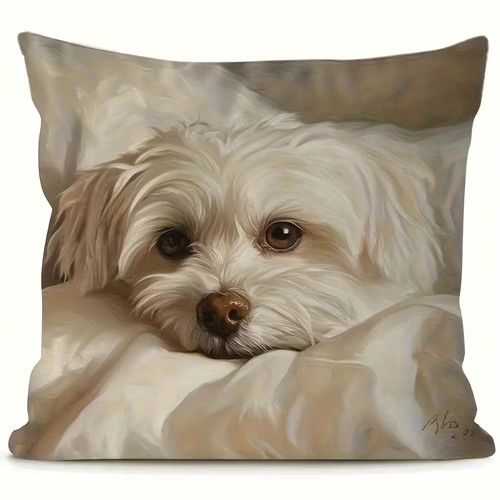 1pc cushion cover - maltese, dog