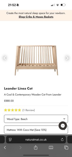 Leander linea cot beech - cot,