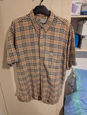 Vintage Burberrys Nova Check beige mens short sleeved shirt Burberry large pre99