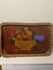 Vintage Wicker Wood Serving