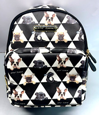 Betsey Johnson Small Backpack French Bulldog Frenchie Puppies Checkered Vegan