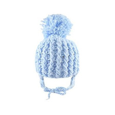 Baby Girls & Boys Chunky Knitted Bobble Hat Chin Tie Pink Blue White 0-12 Months