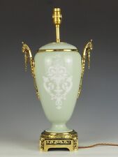 Antique French Ormolu Celadon Porcelain and Pate-Sur-Pate Table Lamp