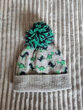 Next Boys Grey Dinosaur Winter Bobble Hat Age 5-6 Years VGC