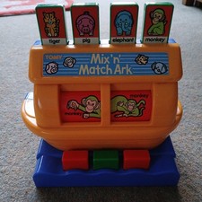 Vintage Tomy 1989 Mix N Match Noahs Ark Pop Up Toy Push Button Interactive Toy