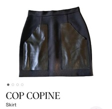 Cop Copine Black Lamb Leather Skirt Size 40, Uk 12