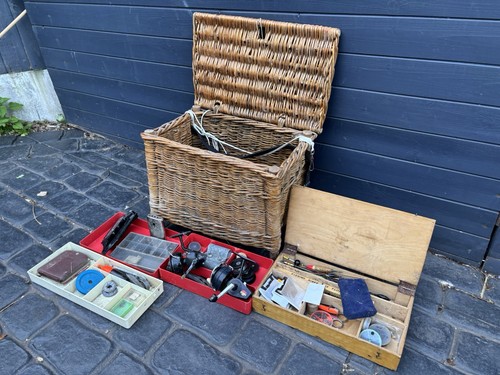 Vintage wicker fishing reels - wicker,