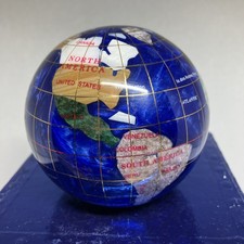 Smithsonian Gemstone World Blue Mineral GLOBE paper weight HANDCUT POLISHED