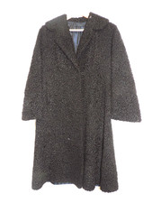 ASTRAKHAN VINTAGE LADIES BLACK  COAT -  Size M/L - Beautiful Design & Very Warm