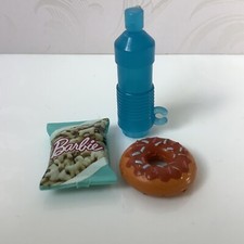 Barbie Snack Bag Of Crisps Food Doughnut Bottle Of Water Lunch Drink (A1)