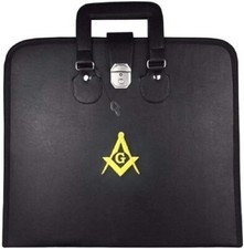 Masonic Regalia MM/WM Apron Bag – Yellow Square & Compass Apron Case with Handle