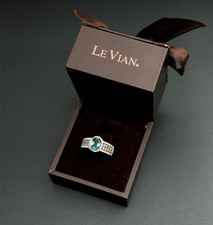 Le Vian 14ct White Gold, Blue Topaz & Diamond Ring - Size M