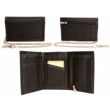 Mens Boys Gents CANVAS WALLET with SECURITY CHAIN Black