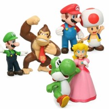 6pcs Top Quality Super Mario Cake Topper Video Game Figure Birthday Party Decor