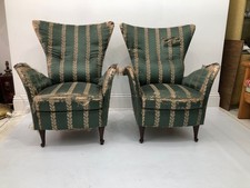 Gio Ponti Art Deco Italian Lounge Armchairs Hotel Bristol Merano 1950s MidCentur