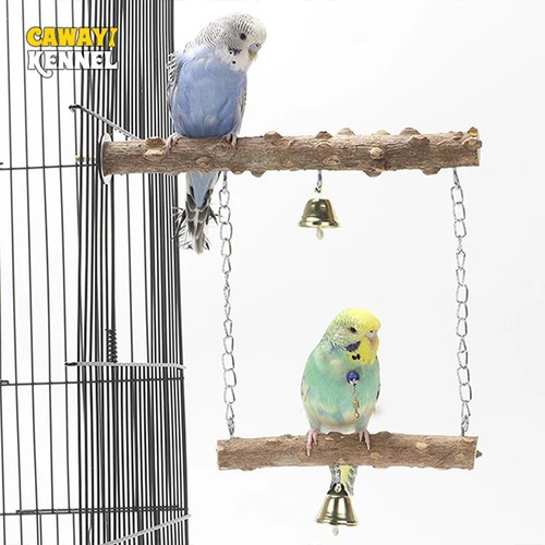 Bird swing wooden perch with - bird,