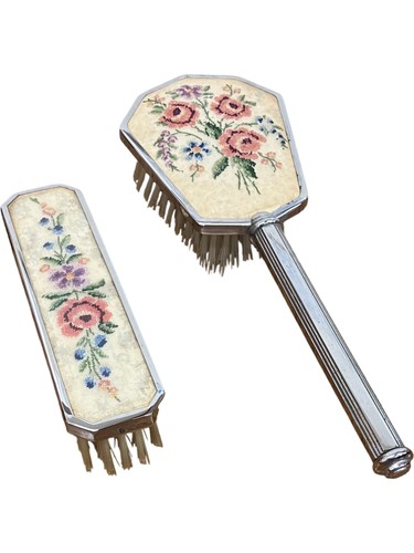Vintage floral vanity brush - vintage,