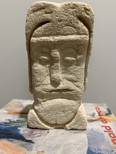 Hand carved sandstone moai - hand,