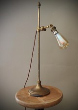 Antique Faraday & Sons Adjustable Brass Student Desk Lamp Stamped F&S No.4