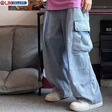 Wide Leg Baggy Jeans Trousers