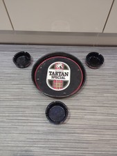 Younger's Tartan Special Beer Ashtray Metal Tray Vintage Scotland Black Glass