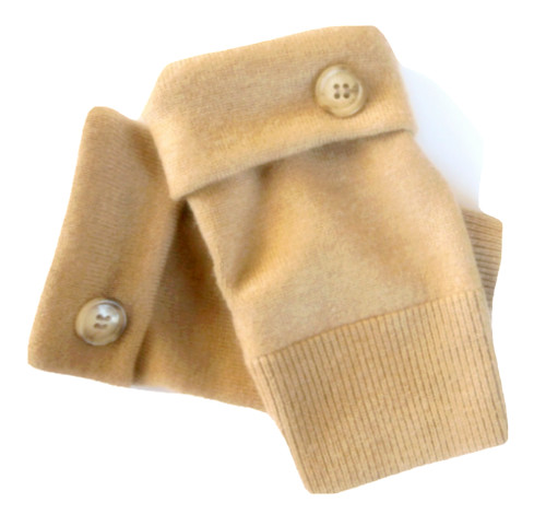 Fingerless gloves camel - fingerless, brown