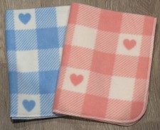 Dolls Heart Check Fleece Blanket Ribbon Detail - Baby Dolls -Choice of 2 colours