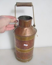 Antique Copper Milk Churn Brass Straps Dairy Farm Vintage Wooden Handle -J.Banks