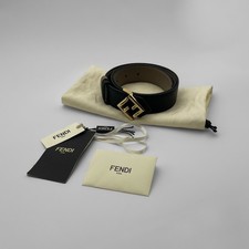 Fendi Belt Black Taupe Leather