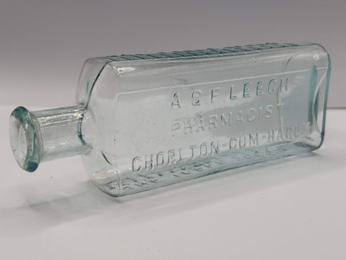 Old aqua glass - chemist, bottle