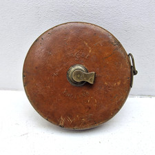 Chesterman Treble England Leather Cased 100Ft Tape Measure Rabone Brass Winder