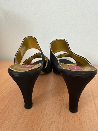 Ladies black evening sandals - black,