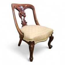 Antique Victorian mahogany chair - carved scoop back occasional bedroom chair