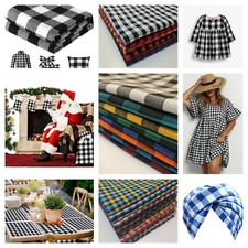 *Clearance* 100% Cotton Gingham Material 1"/ 1/4"/1/8" Check Plaid Fabric Meter 