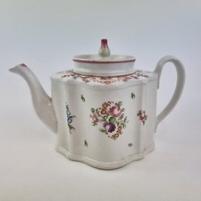 Antique 18th Century New Hall Teapot With Floral Decoration